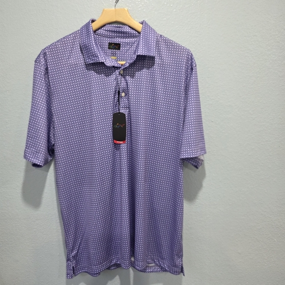 Men's Greg Norman Purple Geometric Pattern Polo Shirt XL. - Picture 1 of 7